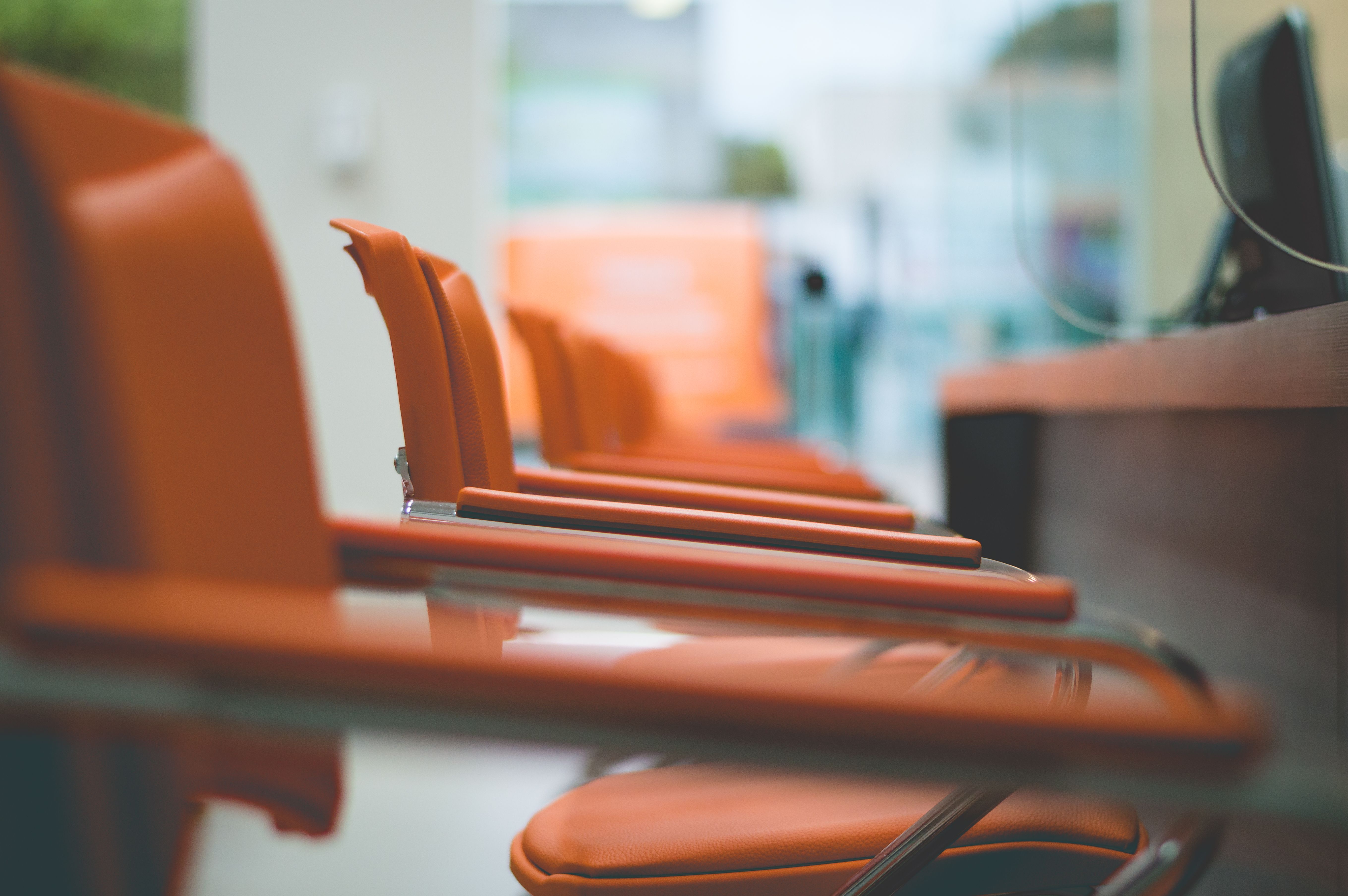Reception waiting area with chairs