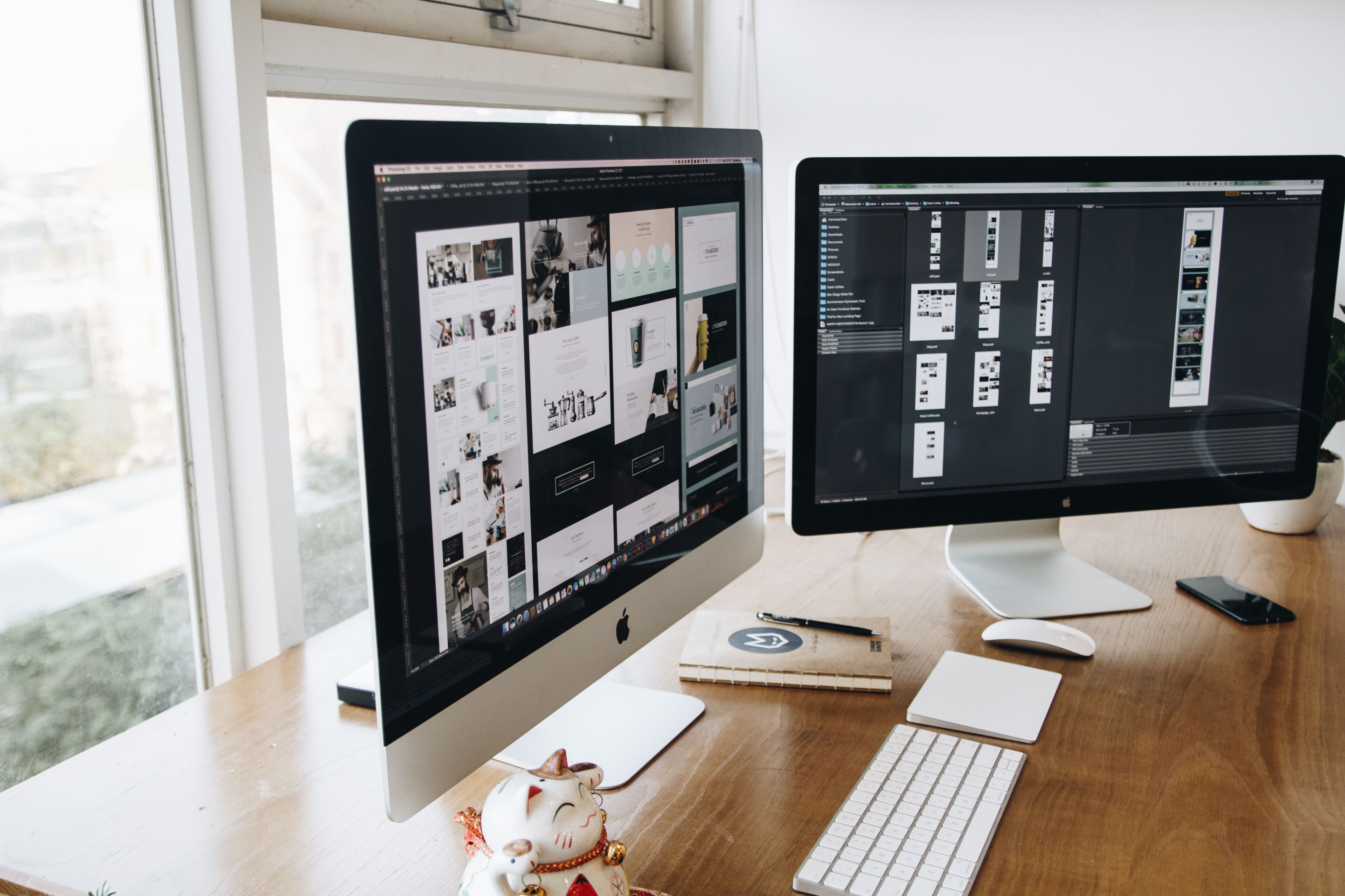Operator workstation with dual monitors